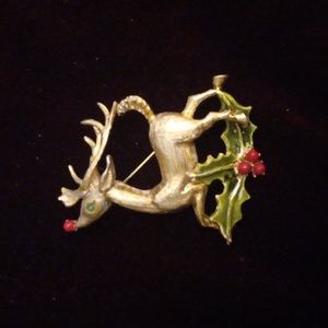 Vintage Hattie Carnegie Reindeer Christmas Brooch